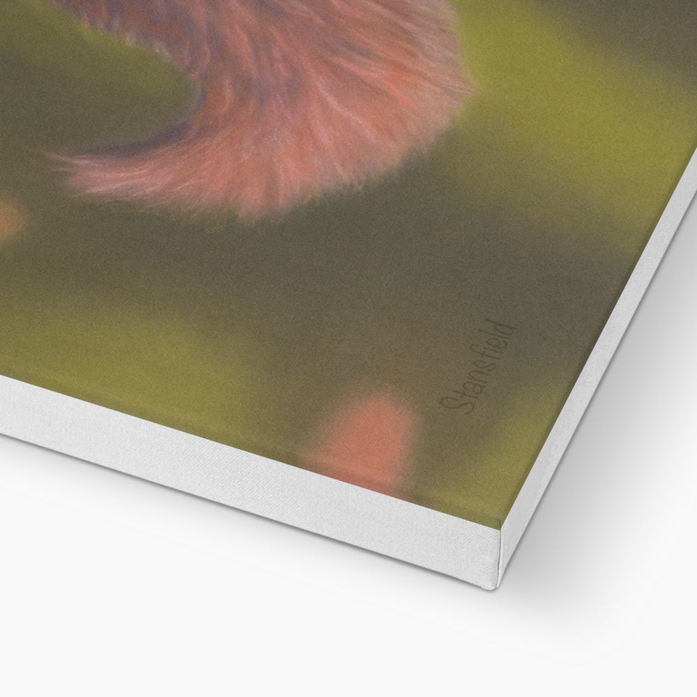 Detail of the corner of the red squirrel canvas