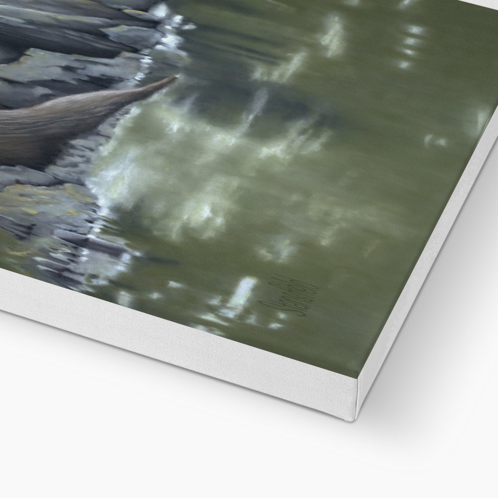 Bright water: a stretched canvas of an otter on the west coast of Scotland