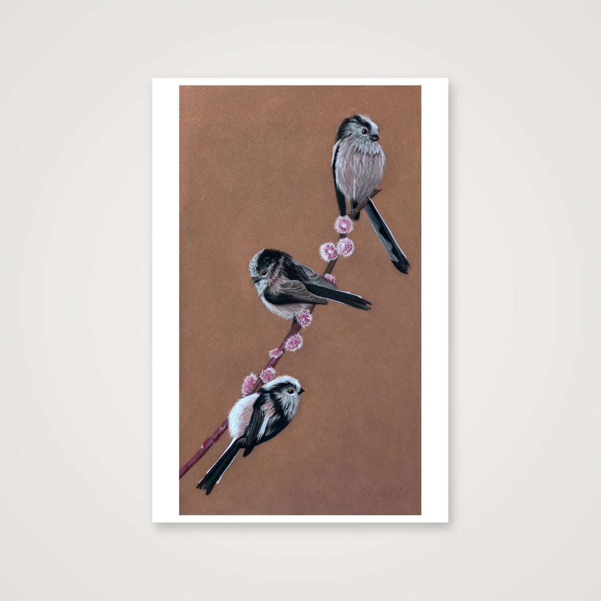Long tailed tits on willow - an open edition print — 40×60cm, 16×24" Print only