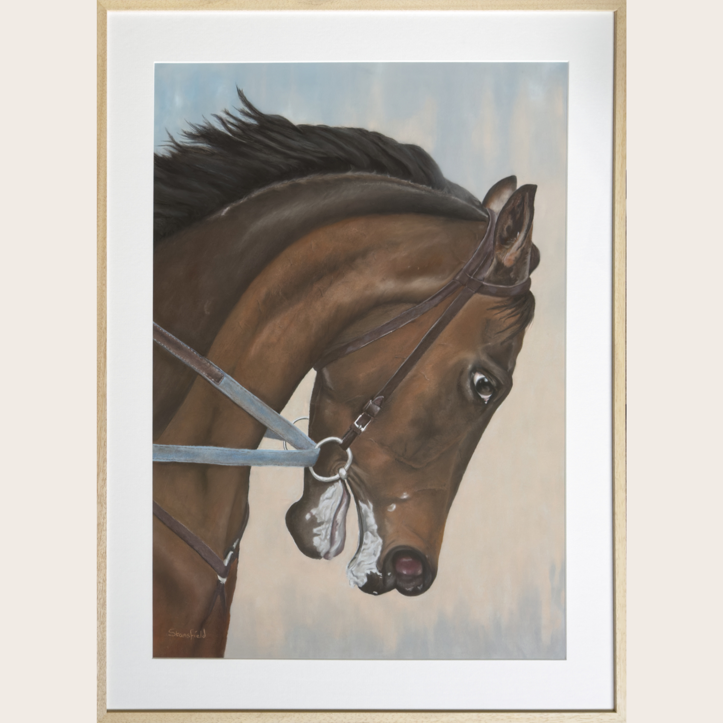 Framed original picture of a galloping horse painting by Fiona Stansfield Fine Art