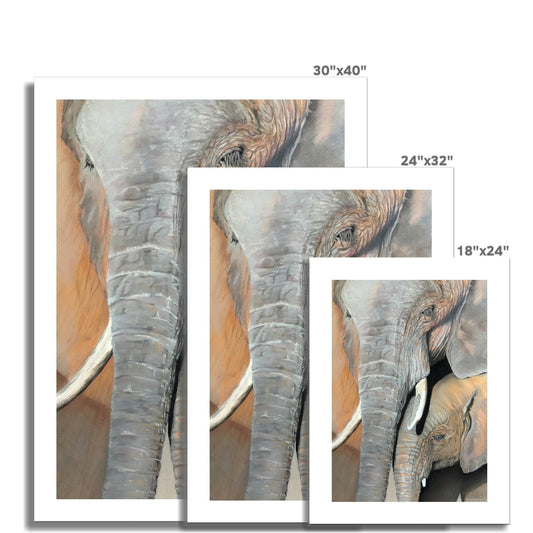 Elephant cow and calf: a rolled canvas print of an elephant cow and calf portrait