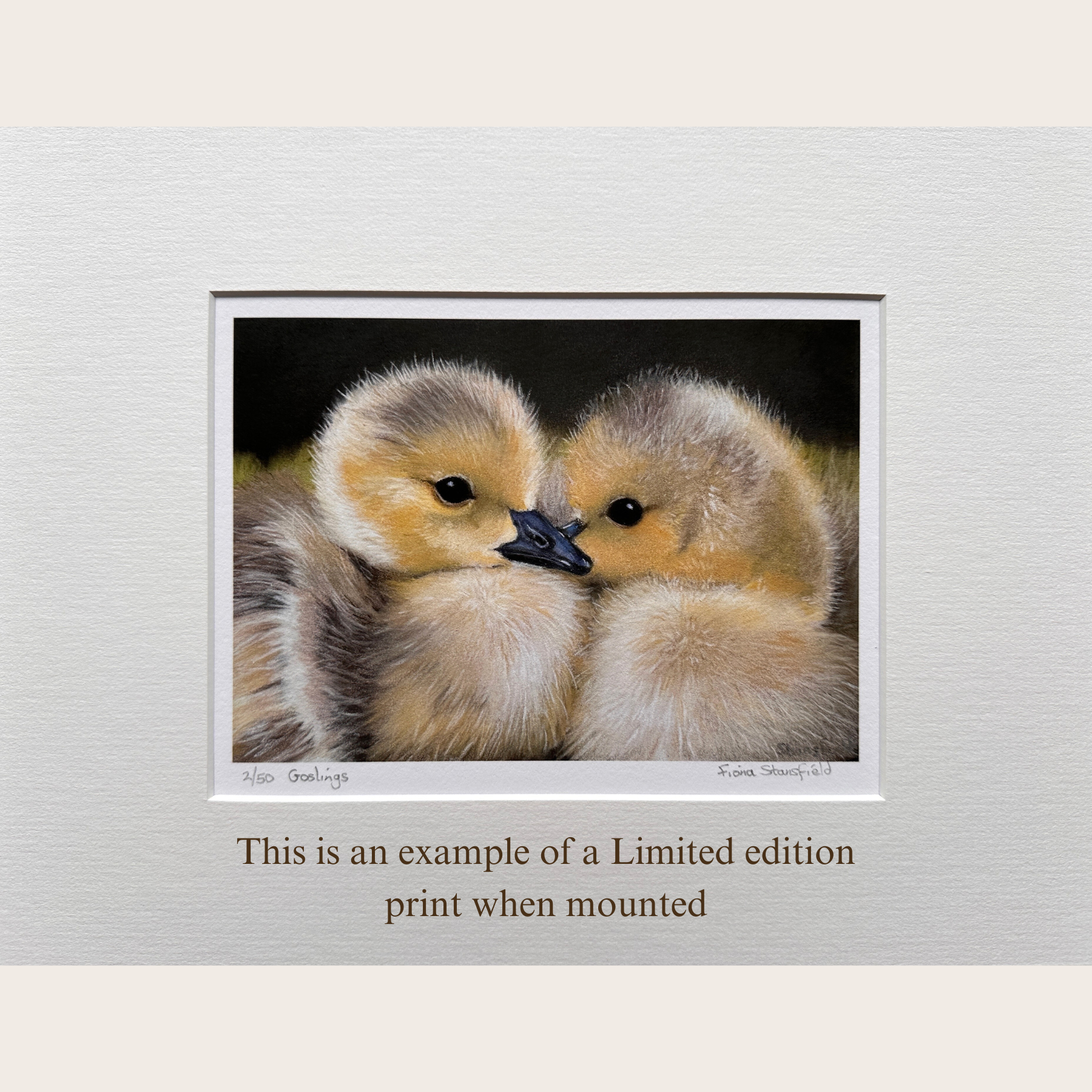 An example of a limited edition print using a painting of two goslings