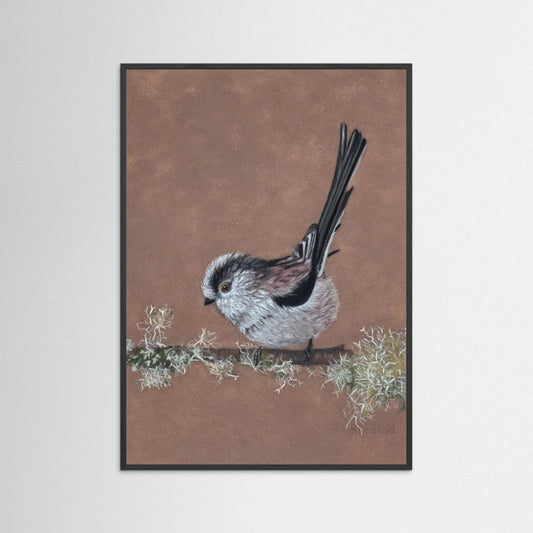 Long tailed tit - lichen: open edition print