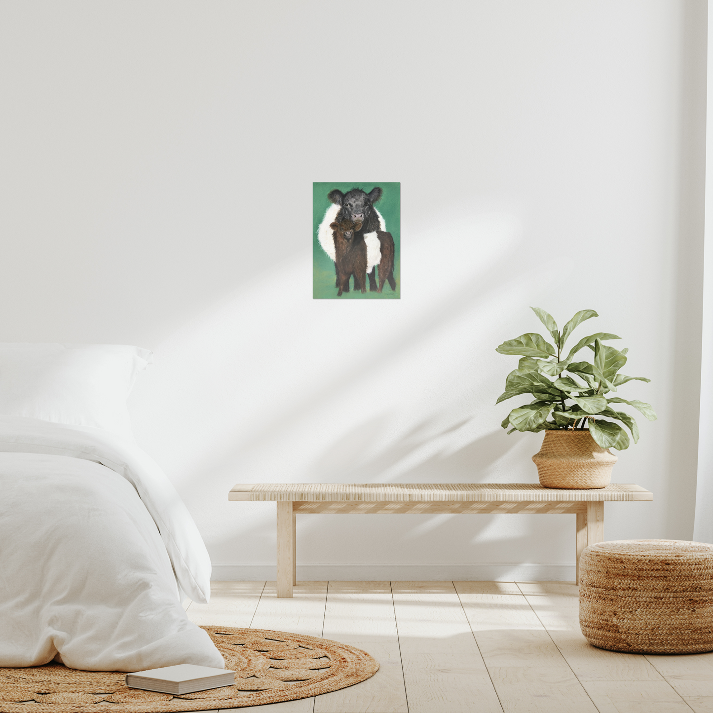 "Belted Galloway cow and calf" : an open edition print