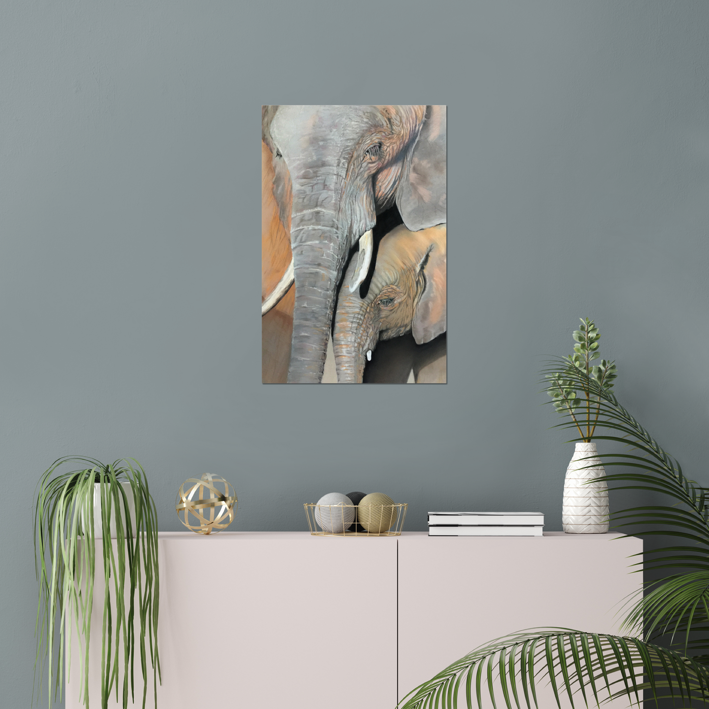 "Elephant cow and calf" : an open edition print