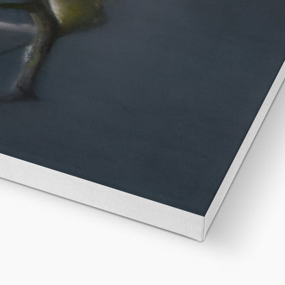 Moonlit tawny owl: waiting patiently on a stretch canvas print