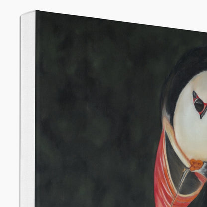 Mates for life: a stretched canvas print of puffin love