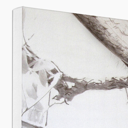 Elephant tusk, trunk, tree: a stretched canvas print of elephant dexterity