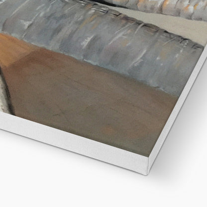 Elephant cow and calf: a stretched canvas print of an elephant cow and calf portrait