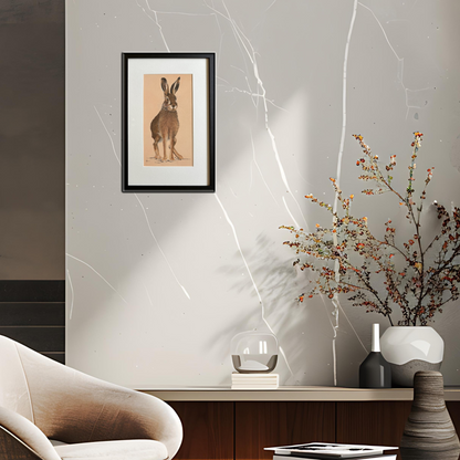 A close up wall mounted colourful hare painting