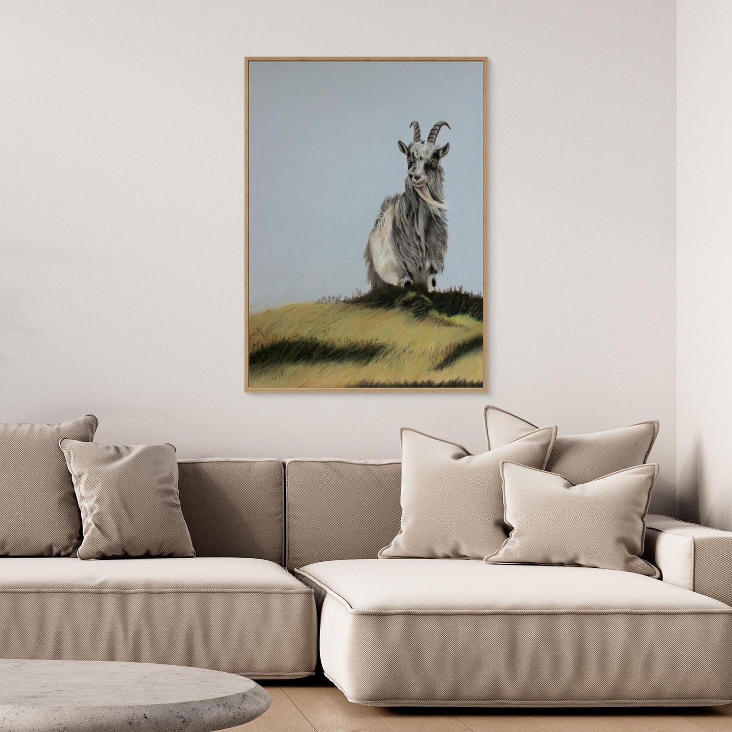 High on a hill: stretched canvas and frame