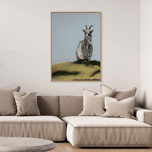 High on a hill: stretched canvas and frame