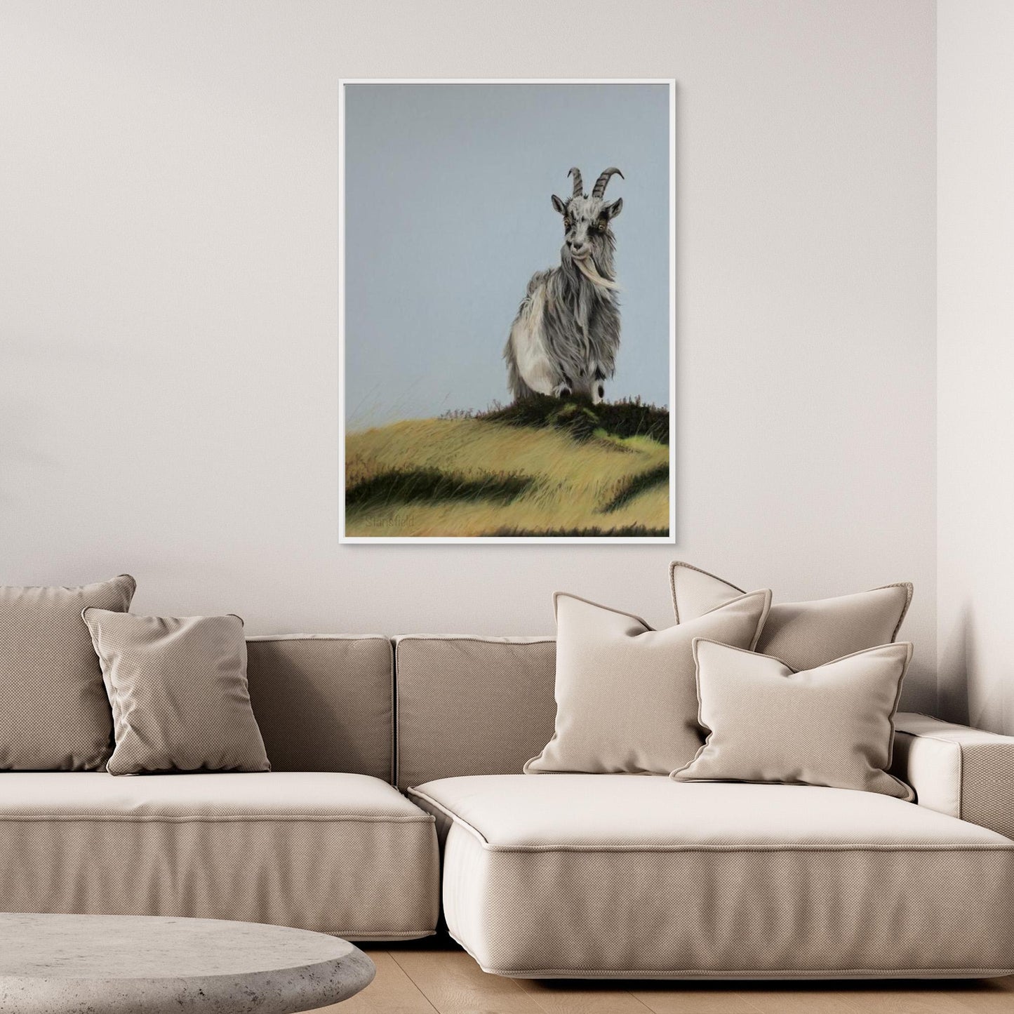 High on a hill: stretched canvas and frame