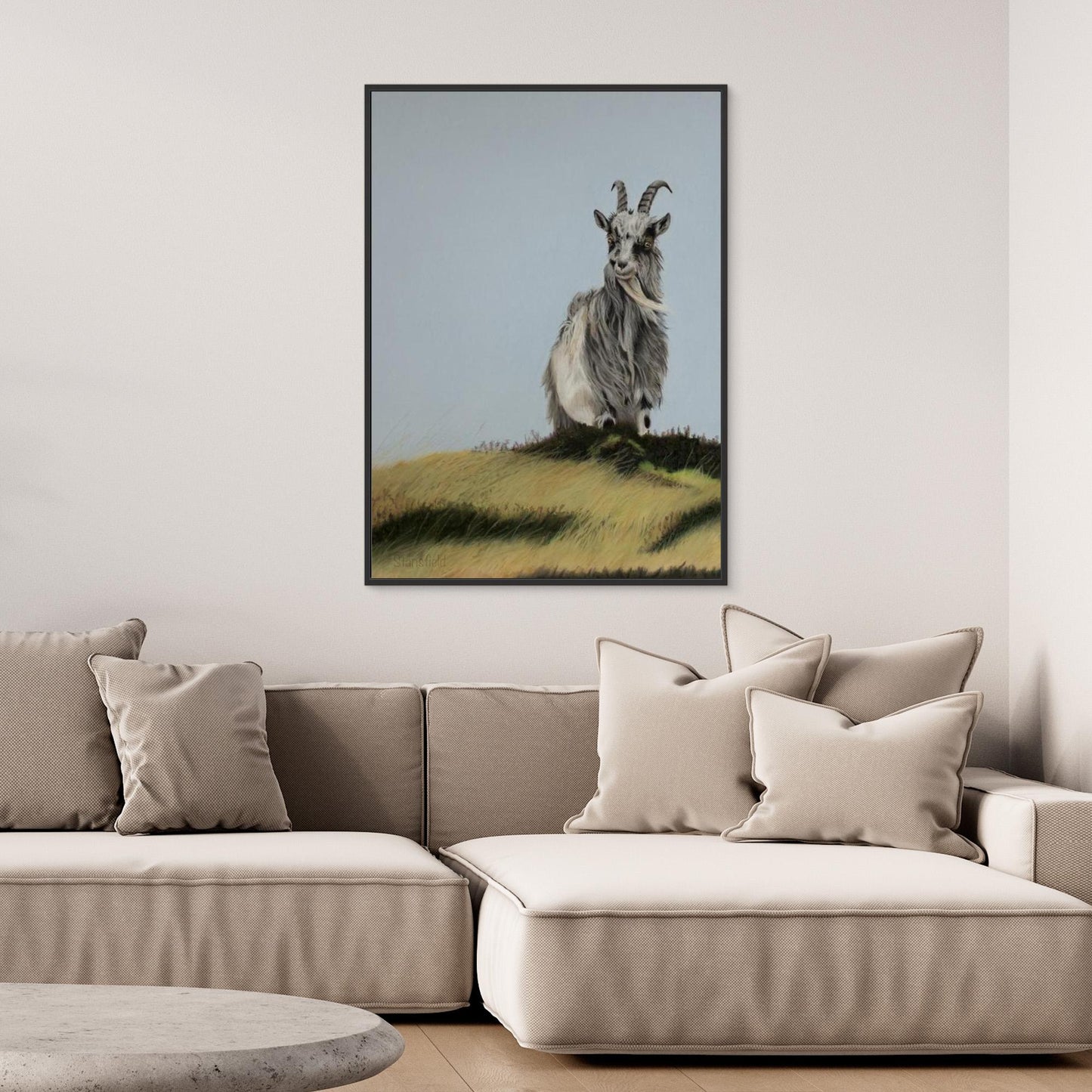 High on a hill: stretched canvas and frame