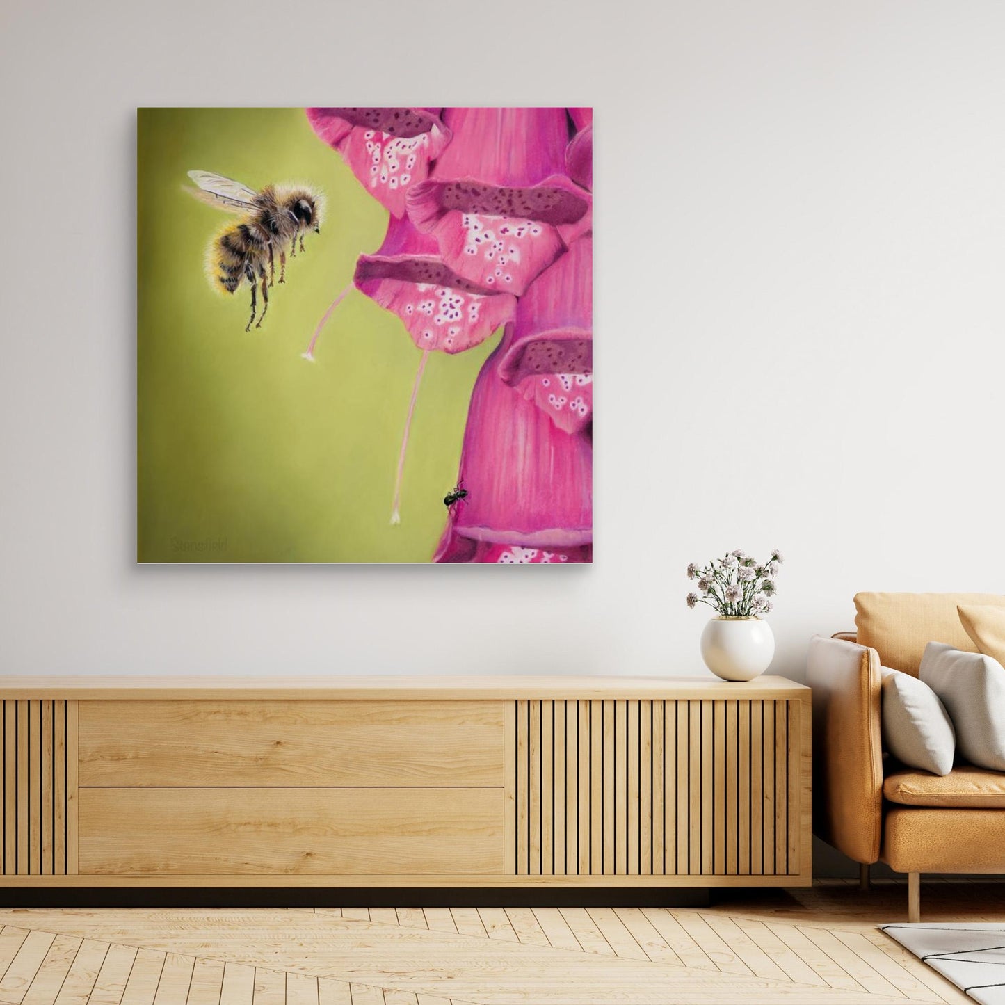 Floral dance: stretched canvas and frame