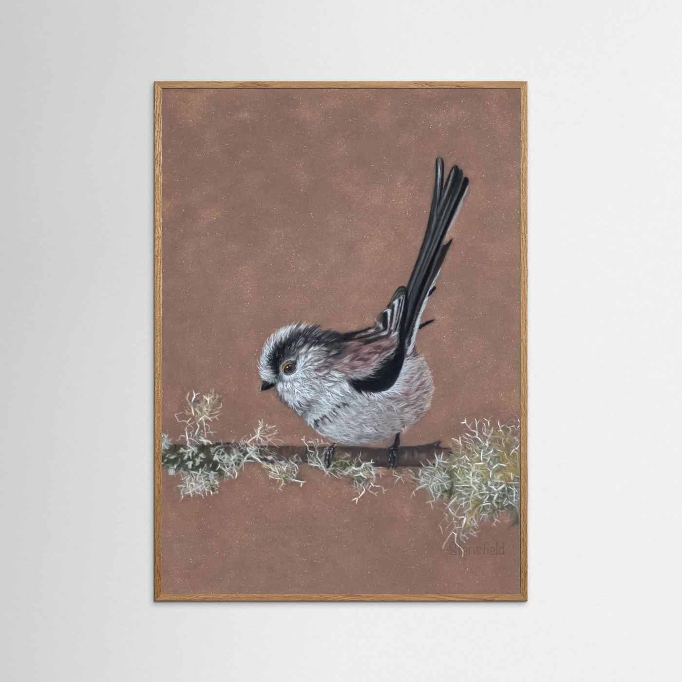 Long tailed tit - lichen: open edition print