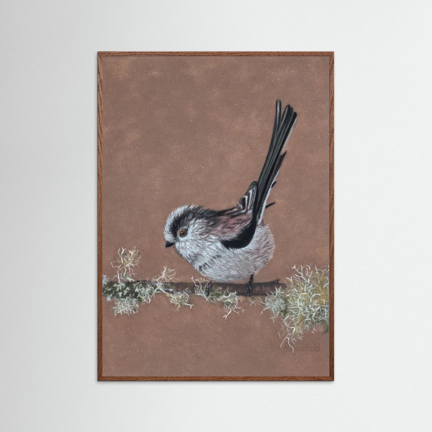 Long tailed tit - lichen: open edition print