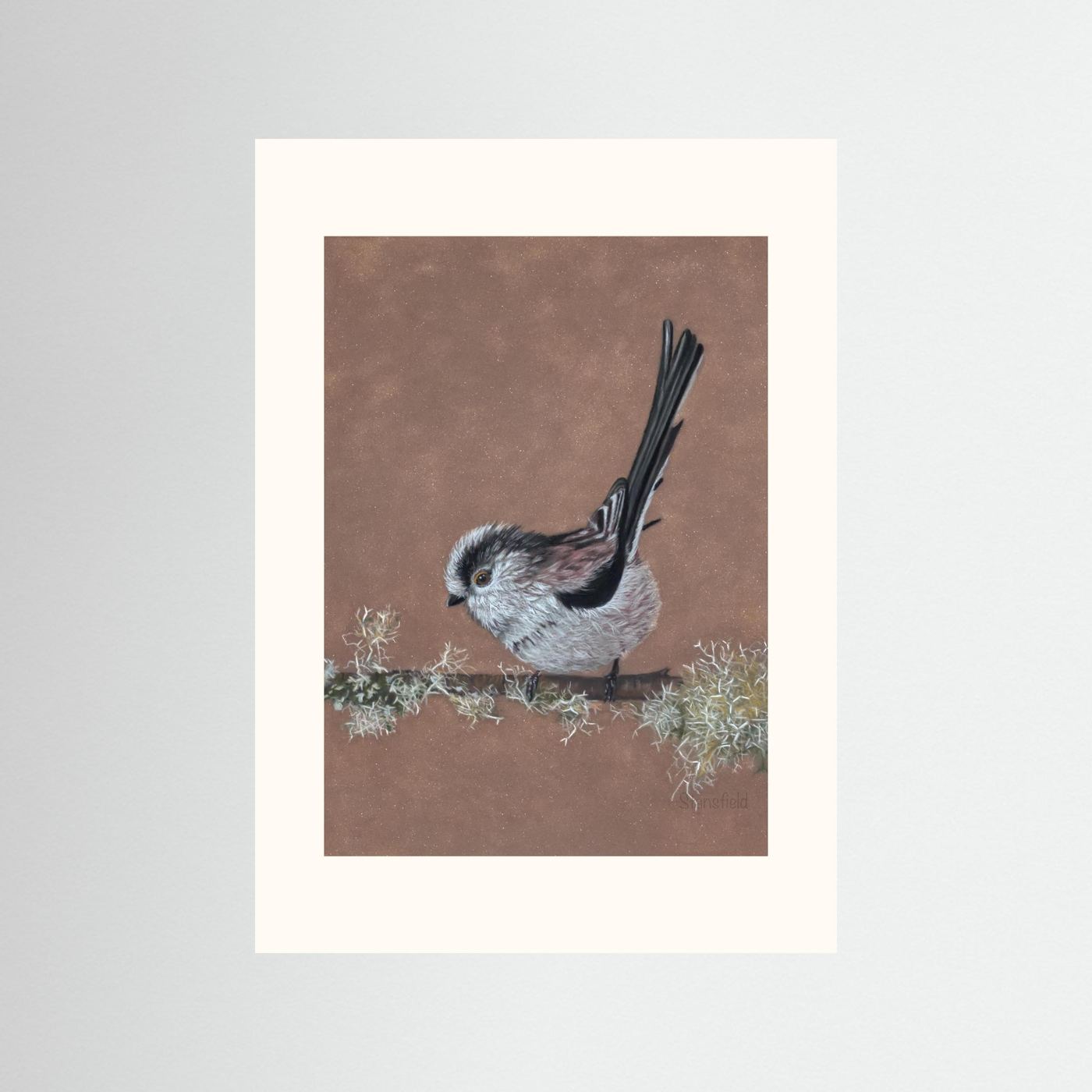 Long tailed tit - lichen: open edition print