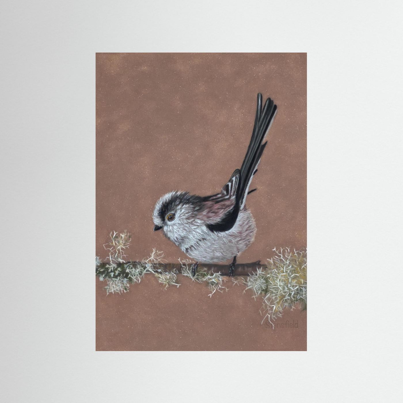 Long tailed tit - lichen: open edition print