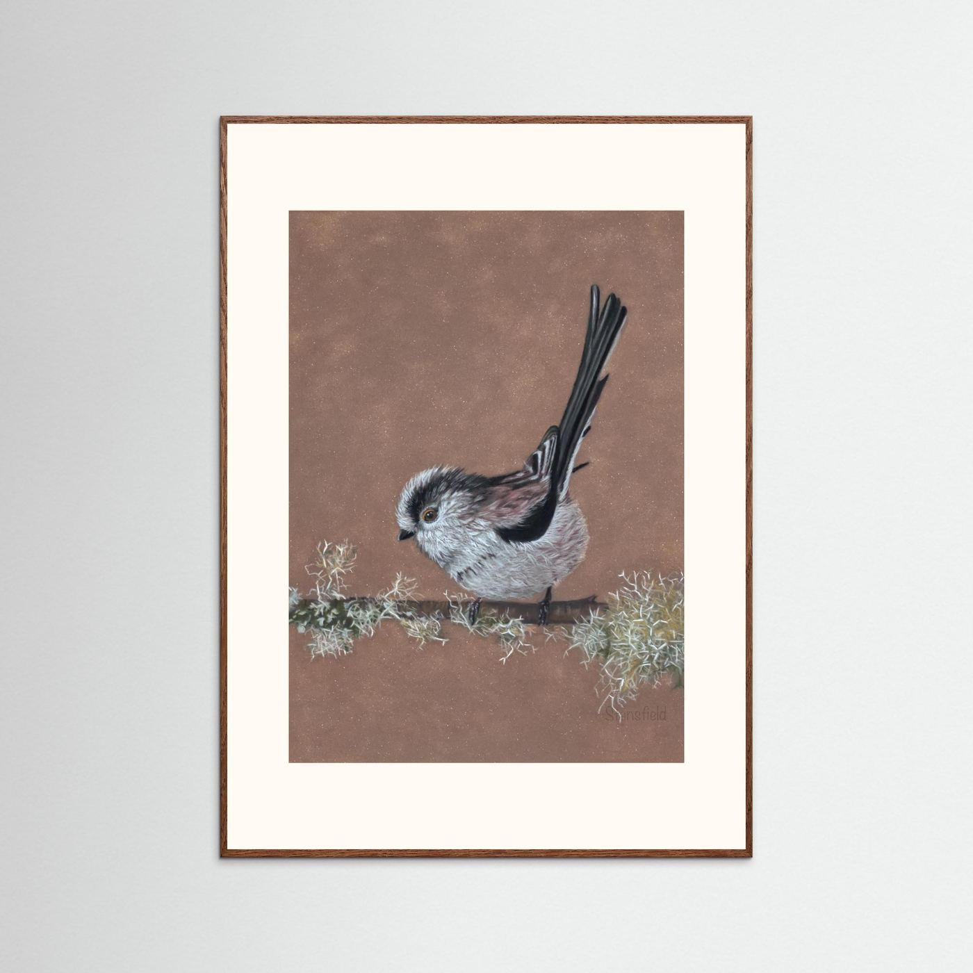 Long tailed tit - lichen: open edition print