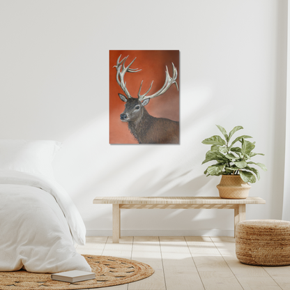 Red deer stag: a stretched canvas print of a majestic red stag deer